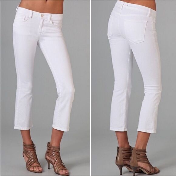 J Brand Gigi Cropped Straight Leg Jeans White Denim - Picture 1 of 16